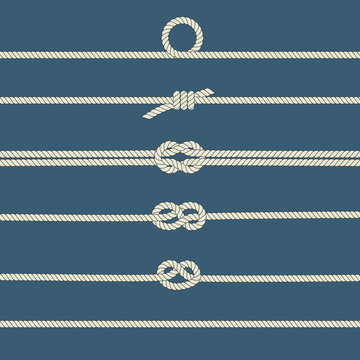 Rope knots. Seamless decorative elements.