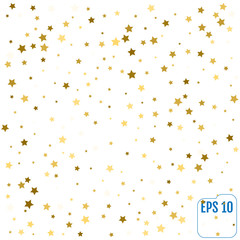 Gold stars. Confetti celebration, Falling golden abstract decoration for party, birthday celebrate, anniversary or event, festive. Festival decor. Vector illustration