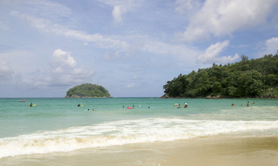 Fototapeta premium Kata beach and Koh Pu island know also as Crab Island, Phuket, Thailand
