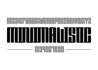 Minimalistic font. Simple type face. Vector typography illustration. Alphabet for logo, lettering and prints.
