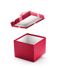Red open gift box isolated