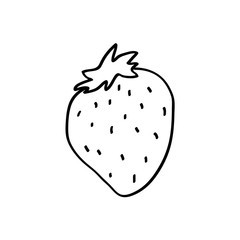Strawberry icon in hand drawn style