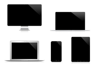 Modern tech devices collection isolated 3d rendering