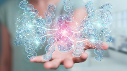 Businesswoman using 3D rendering digital paragraph law symbol