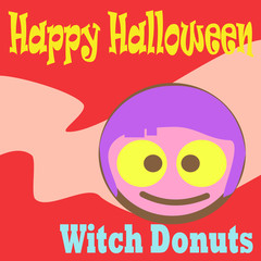 Witch Donuts dessert cartoon flat design