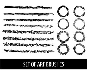 Set of eight vector brushes for drawing