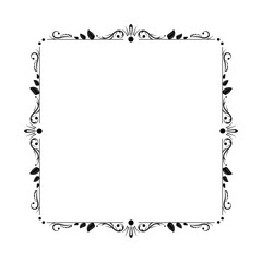 Stylish elegant vintage contour frame with leaves