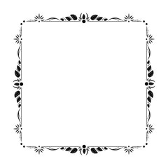 Vintage black elegant contour frame with leaves
