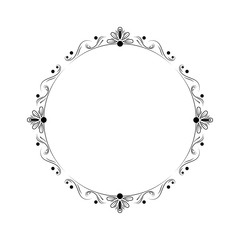 Black vintage elegant frame with flowers leaves and monograms