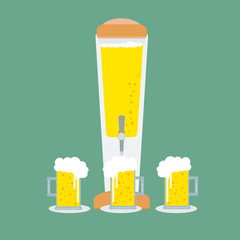 Beer Tower tap and Beer glass flat design