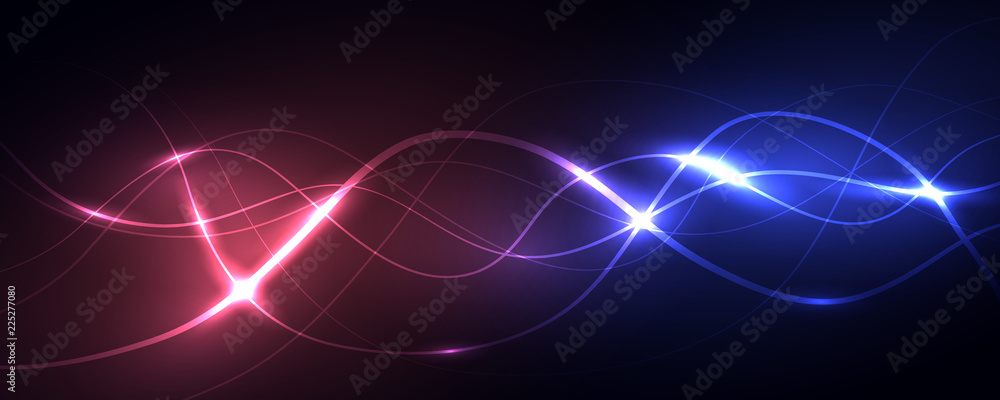 Poster colored dynamic waves on a dark background.geometric abstract background with lines . vector illustr