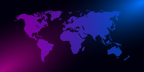 world map vector flat design on a dark background.