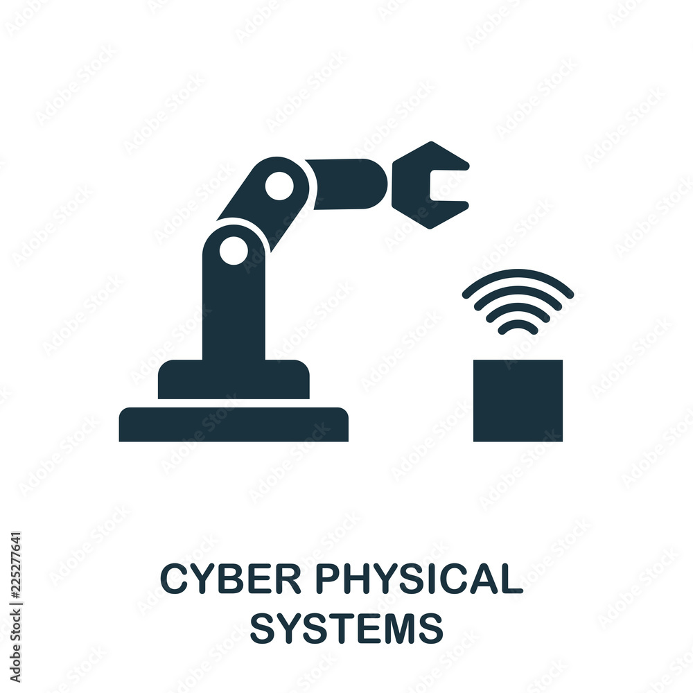 Poster cyber physical systems icon. monochrome style design from industry 4.0 icon collection. ui and ux. p