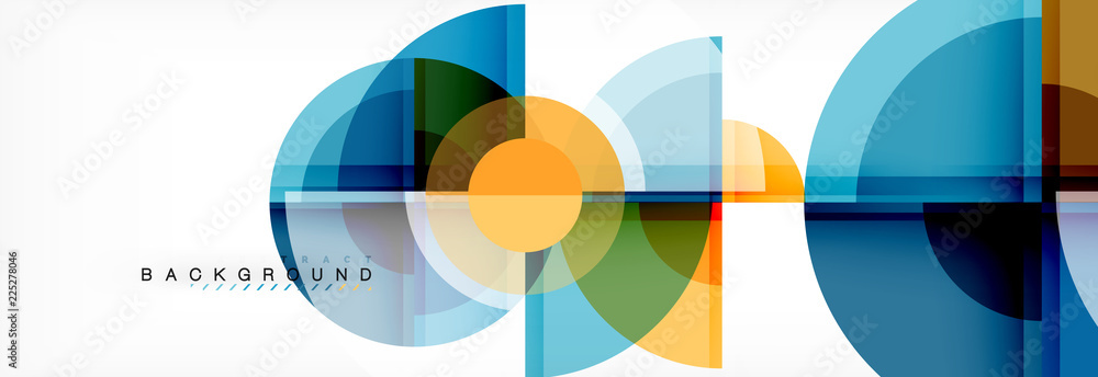 Poster abstract background - multicolored circles, trendy minimal geometric design