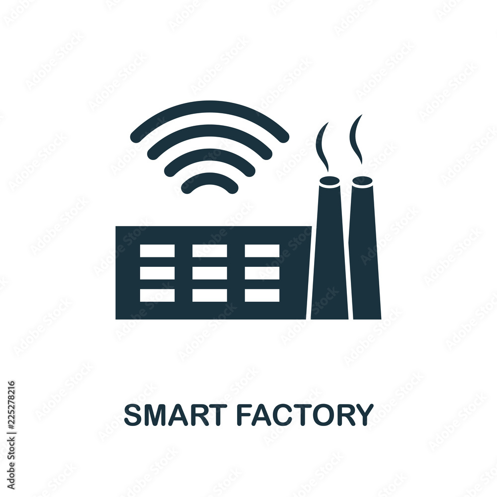 Poster smart factory icon. monochrome style design from industry 4.0 icon collection. ui and ux. pixel perf