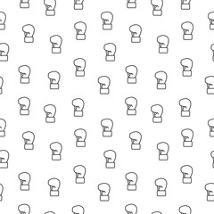 Seamless Boxing gloves pattern isolated on white background, sport equipment geometric vector background for textile print, page fill. Tiling textures with thin line black and white icons set.