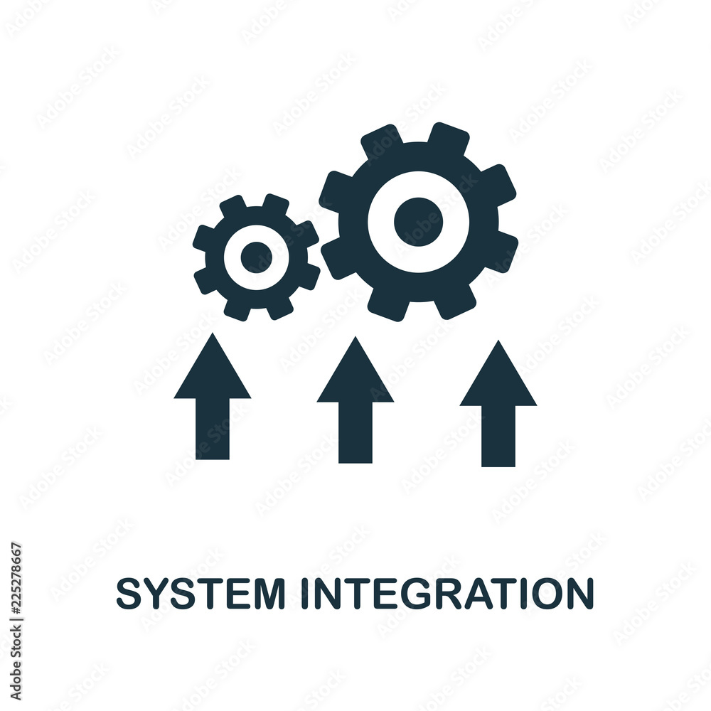 Poster system integration icon. monochrome style design from industry 4.0 icon collection. ui and ux. pixel