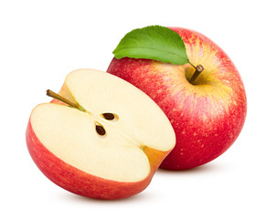 Red juicy apple isolated on white background, clipping path, full depth of field