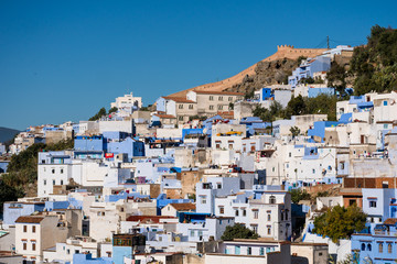 Obraz premium Aerial view of Chefchaouen, the Blue city, in Morocco