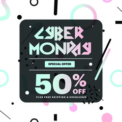 Cyber Monday sale poster design template vector illustration