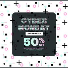 Cyber Monday sale poster design template vector illustration