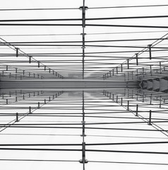 Sling construction Glass wall background Architecture details