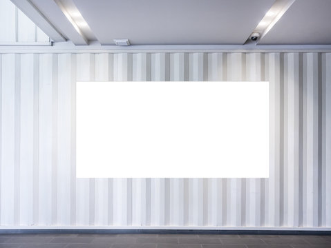 Blank Banner on white Metal wall Modern Loft Interior