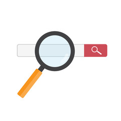 Magnifying search icon on internet for investment data analysis.