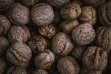 background of walnuts harvest
