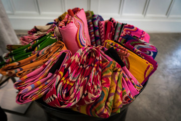Various colors of Burmese silk are available in Chiang Mai.