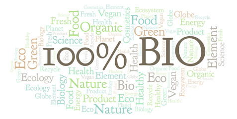 Obraz premium 100 Percent Bio word cloud.