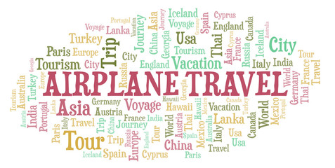 Fototapeta premium Airplane Travel word cloud.