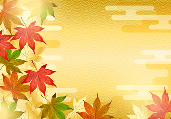 ベクター、秋の紅葉のもみじと日本風の背景