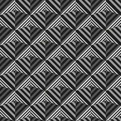 Seamless 3d square grid pattern texture. Op art design style background.