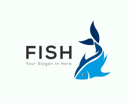 Swimming Fish Logo, Fish Shop Logo