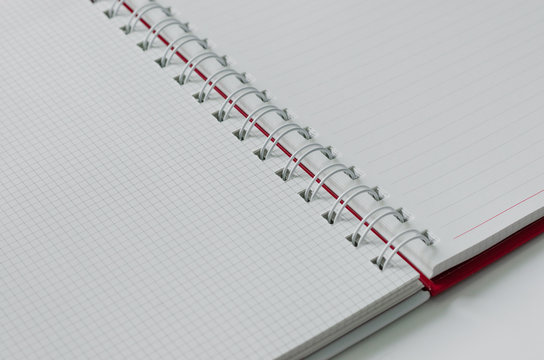 Wirebound Notebook Open with Lined and Grid Paper.