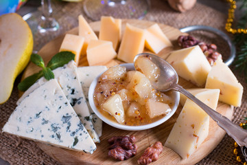 Cheese with jam. New Year snack