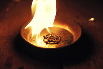 Burning Pentagram on Steel Plate