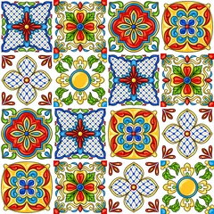Cercles muraux Tuiles marocaines Motif de carreaux de céramique talavera mexicain.