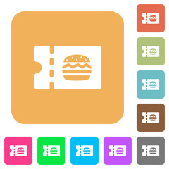 Fast food restaurant discount coupon rounded square flat icons