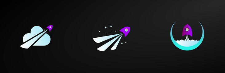  rocket cloud icon illustration design