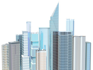 Fototapeta premium Skyscrapers. 3d illustration isolated on white