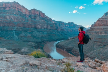 Man  overlooking at Grand Canyon