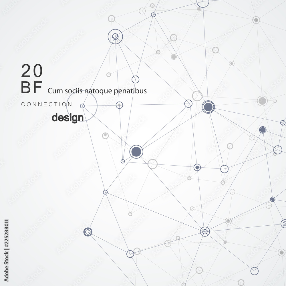 Poster Modern black connect abstract lines on white background for concept design and vector technology network