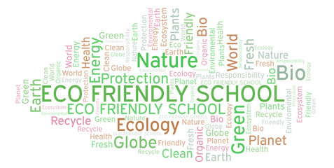 Fototapeta premium Eco Friendly School word cloud.