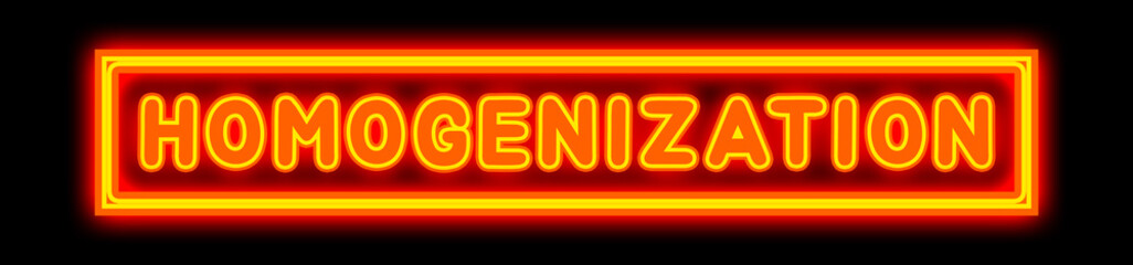 Homogenization - glowing text on black background