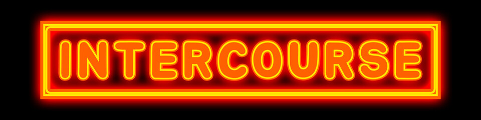 Intercourse - glowing text on black background