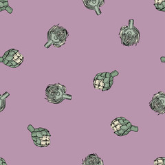 Coloured vector artichoke seamless rose pattern