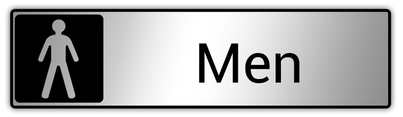 Panneau en anglais: Toilettes pour hommes et femmes, wc mixtes et unisexe - panneau pour salle de bain, toilettes et autres commodités texture en métal