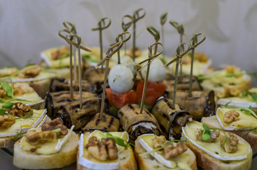 Snacks and desserts on the buffet table